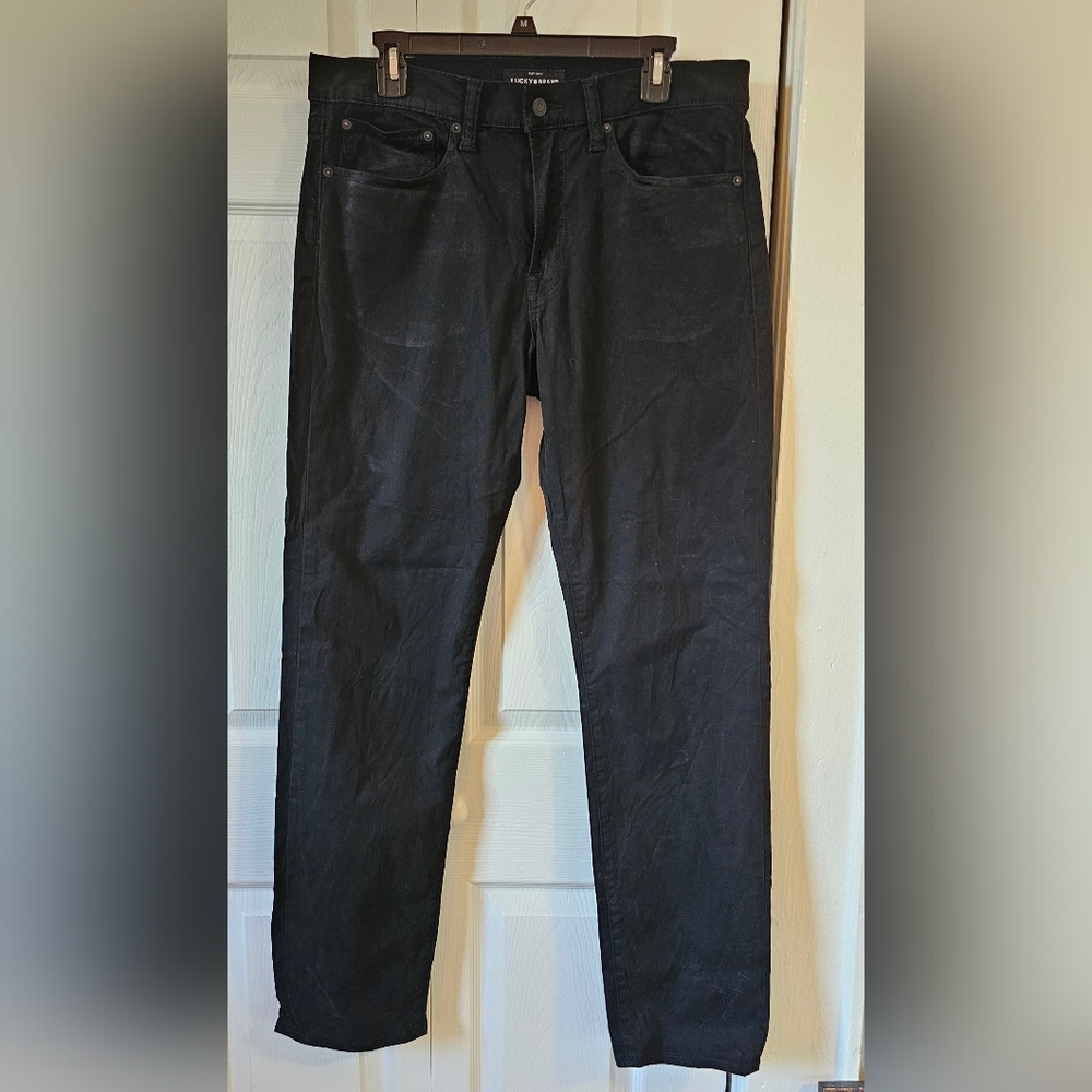 Lucky Brand Men’s 121 Slim Straight Stretch Pants, Black, Size 33 x 32